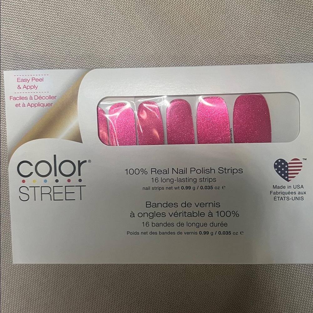 Color Street Glittery Pink Scarlet Nail Strips